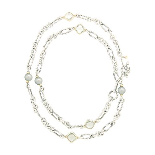 David Yurman Tahitian Pearl Figaro Chain Necklace