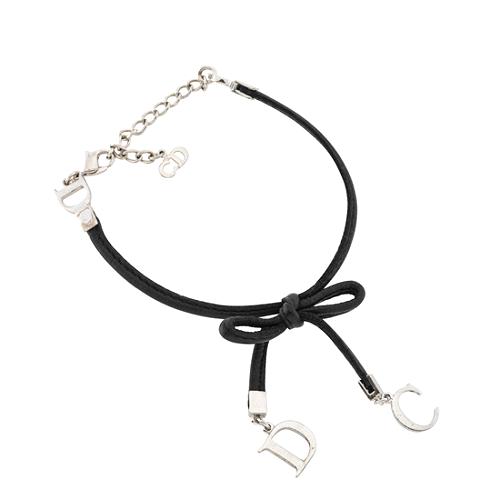 Dior Black Leather Bow Bracelet