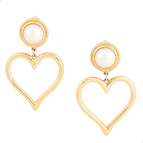 Givenchy Faux Pearl Heart Drop Earrings