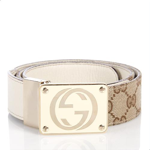  Gucci GG Canvas Interlocking Belt - Size 32 / 80