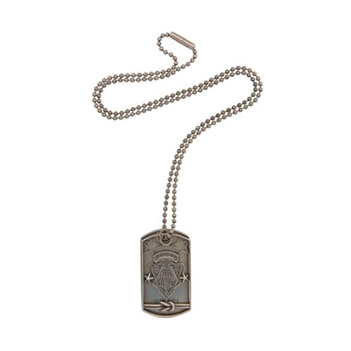 Gucci Sterling Silver Cutout Crest Dog Tag Necklace