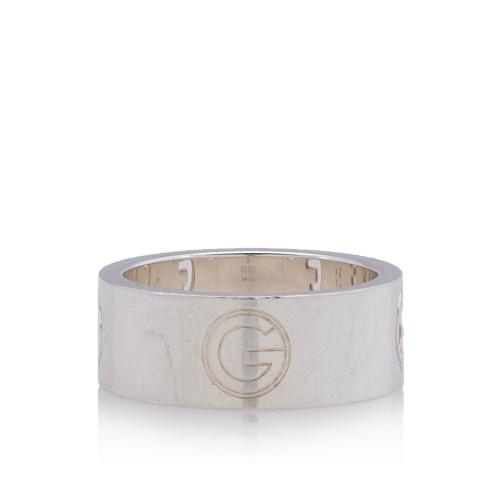 Gucci Sterling Silver Cutout G Logo Ring - Size 7