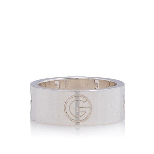 Gucci Sterling Silver Cutout G Logo Ring - Size 7