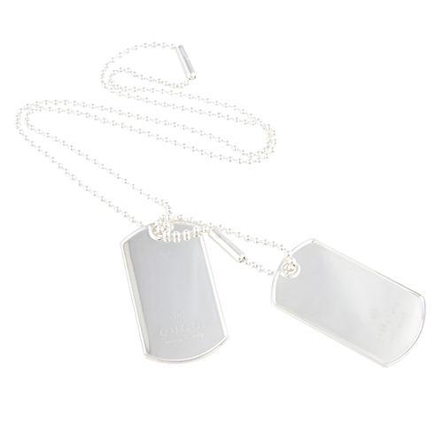 Gucci Sterling Silver Dog Tag Necklace