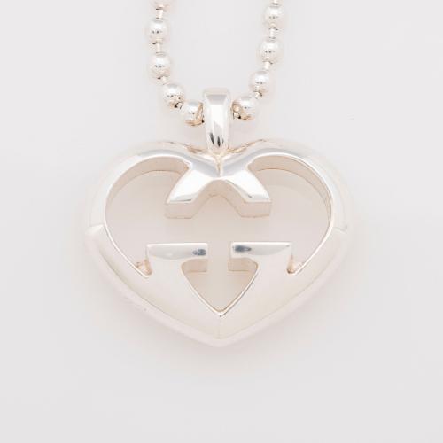 Gucci Sterling Silver Love Britt Heart Necklace