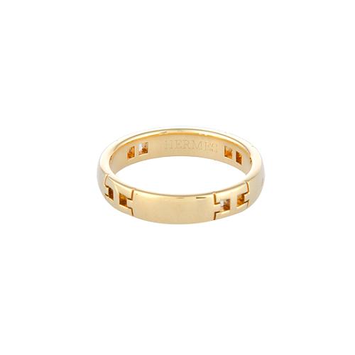 Hermes 18kt Yellow Gold H Band Ring - Size 5