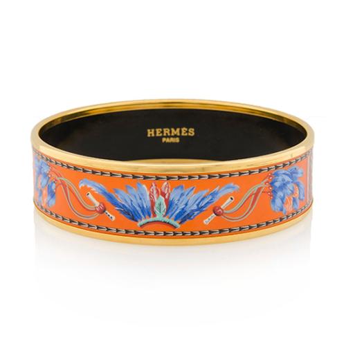 Hermes Brazil Wide Printed Enamel Bracelet