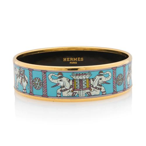 Hermes Enamel Elephant Torana Wide Bracelet