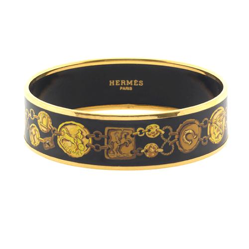 Hermes Enamel Printed Wide Bracelet