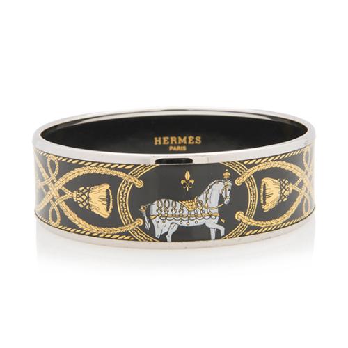 Hermes Grand Apparat Printed Enamel Wide Bracelet