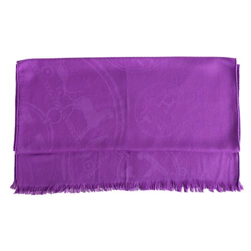 Hermes Jacquard Weave Cashmere and Silk New Libris Stole Scarf