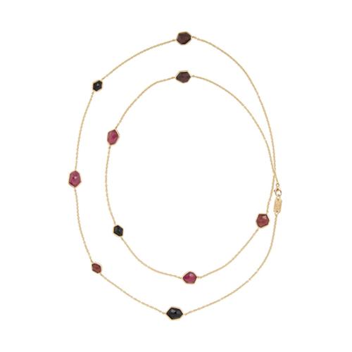 Ippolita 18k Yellow Gold Garnet Onyx Ruby Modern Rock Candy Long Station Necklace