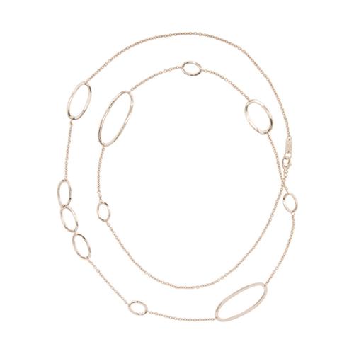 Ippolita Sterling Silver Rose Gold Plated Wave Asymmetrical Oval Links Long Necklace
