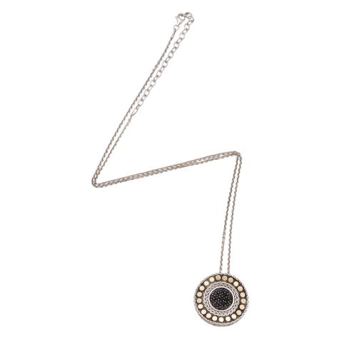 John Hardy Sterling Silver 18k Gold Black Sapphire Dot Pendant Necklace