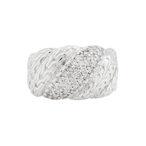 John Hardy Sterling Silver Diamond Classic Twisted Chain Ring - Size 7