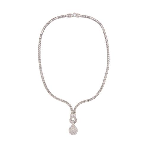 John Hardy Sterling Silver White Sapphire Clasp Necklace