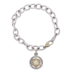 Judith Ripka 18k Gold Sterling Silver Diamond Canary Crystal Athena Bracelet