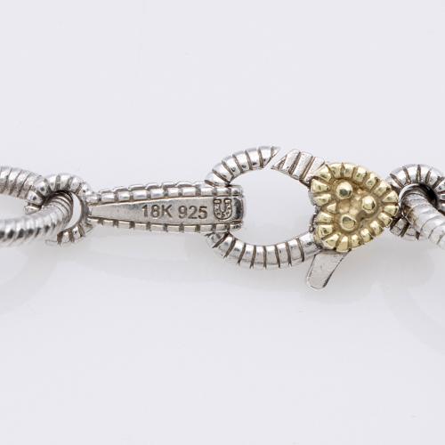 Judith Ripka 18k Gold Sterling Silver Diamond Canary Crystal Athena Bracelet