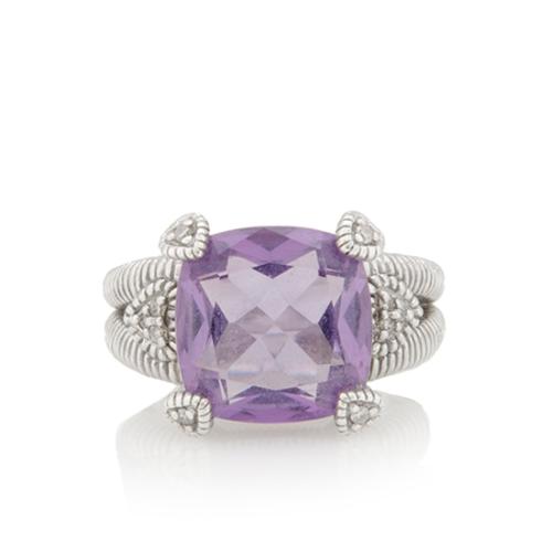 Judith Ripka Amethyst & Diamond Ring - Size 7 1/2
