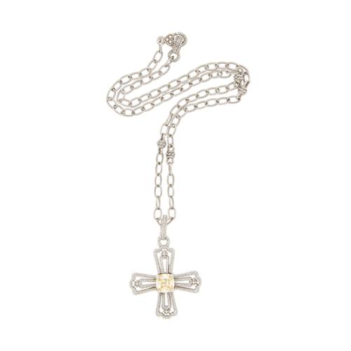 Judith Ripka Canary Quartz Maltese Cross Necklace