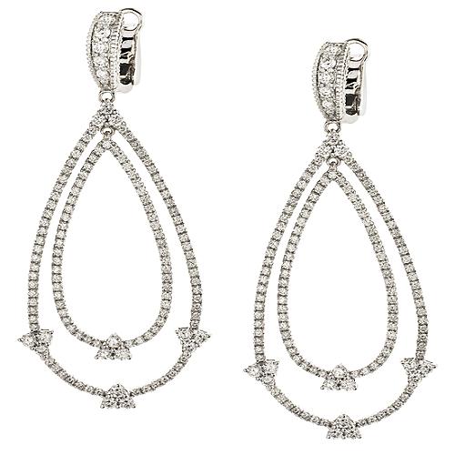 Judith Ripka Double Pave Pear With Gothics Earrings