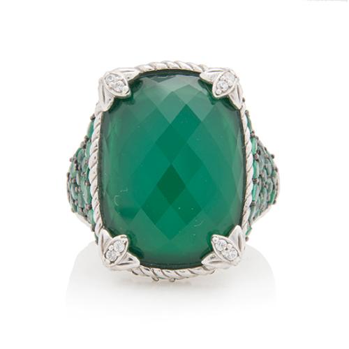 Judith Ripka Green Chalcedony Monaco Ring - Size 9