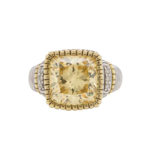 Judith Ripka Sterling Silver 18kt Crystal Ring - Size 7