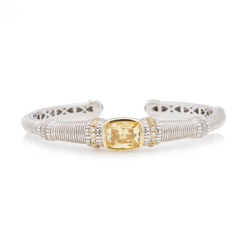 Judith Ripka Sterling Silver 18k Yellow Gold Diamond Bracelet