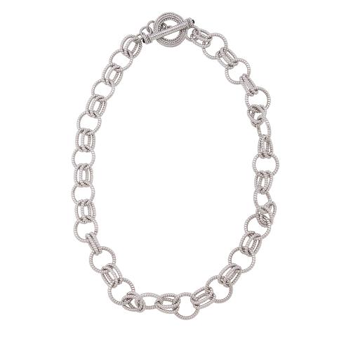 Judith Ripka Sterling Silver Circle Link Necklace