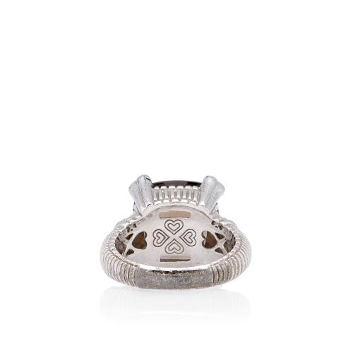 Judith Ripka Sterling Silver Diamond Smokey Quartz Cocktail Ring - Size 7