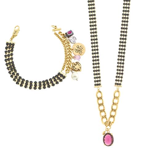 Juicy Couture Chain Charm Bracelet and Gemstone Necklace