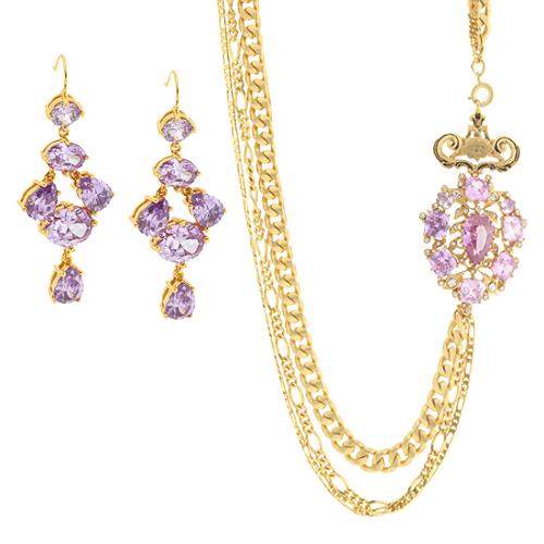 Juicy Couture Chandelier Earrings and Gemstone Necklace 
