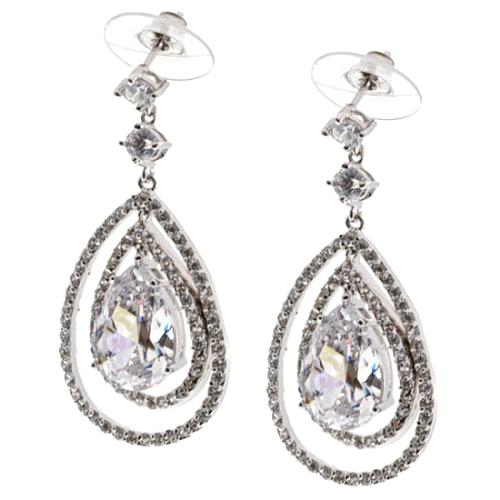 CZ by Kenneth Jay Lane Double Pave Pear Earrings