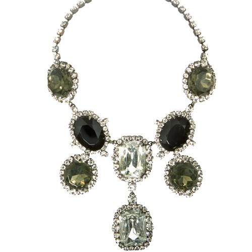 Kenneth Jay Lane Crystal and Black Diamond Chain Necklace