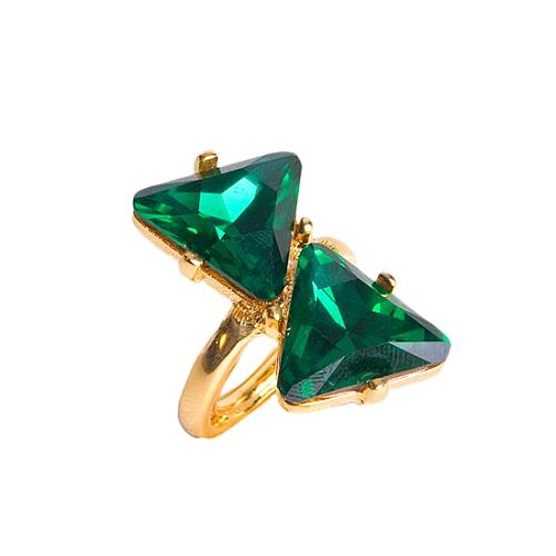 Kenneth Jay Lane Green Double Triangle Ring