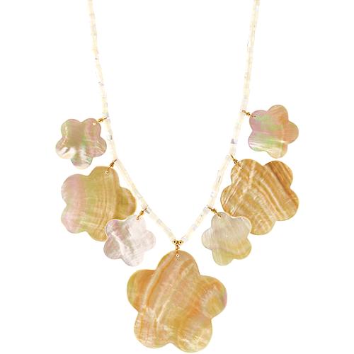 Kenneth Jay Lane Mother of Pearl Flowers Necklace