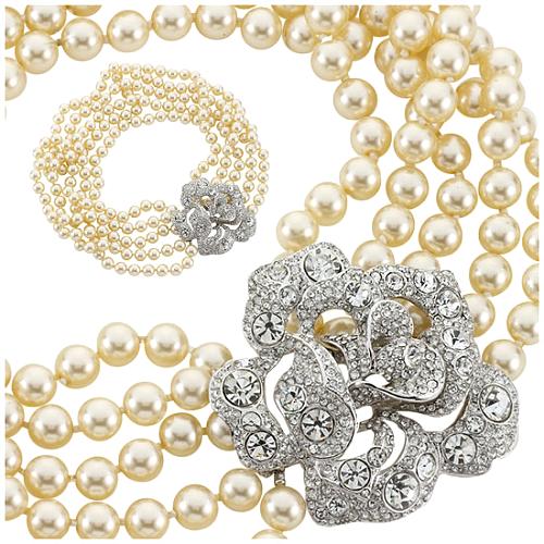Kenneth Jay Lane Pearl and Flower Necklace