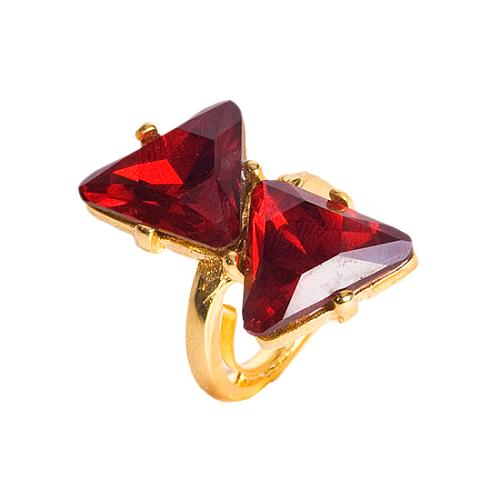 Kenneth Jay Lane Red Double Triangle Ring