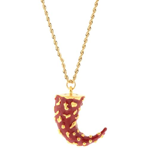 Kenneth Jay Lane Red & Gold Horn Necklace
