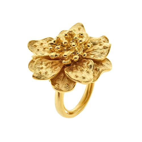 Kenneth Jay Lane Satin Gold Flower Ring