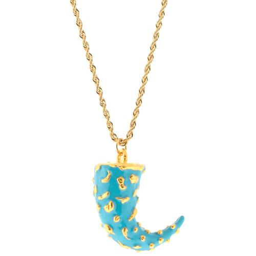 Kenneth Jay Lane Turquoise & Gold Horn Necklace