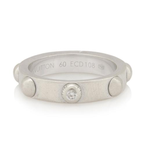 Louis Vuitton 18kt White Gold Bague Clous Diamond Ring - Size 9 1/2