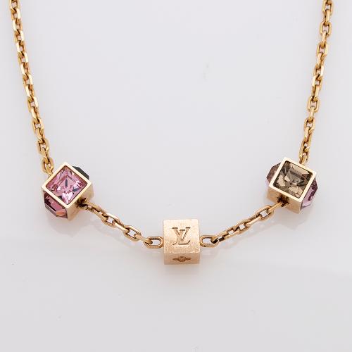 Louis Vuitton Gamble Crystal Gold Tone Necklace