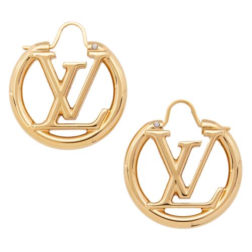 louis vuitton earrings for women logo hoops big