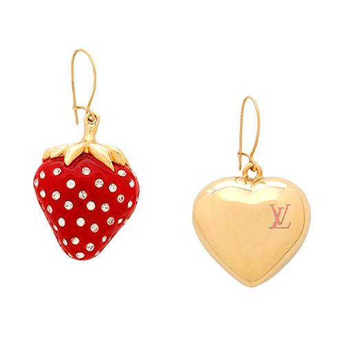 💯Auth LOUIS VUITTON Heart RED Strawberry Earrings in 2023
