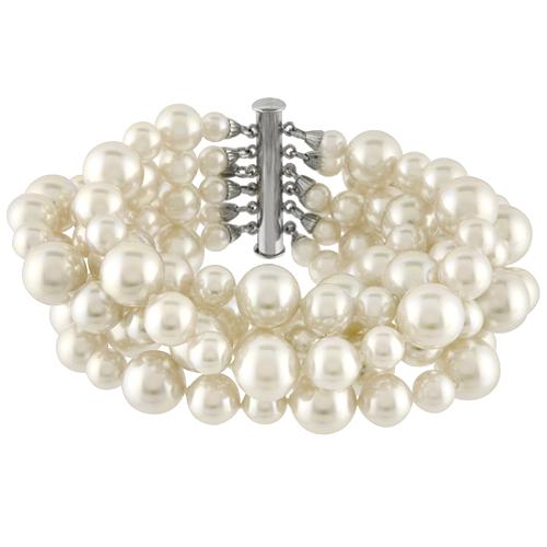 Majorica 6 Row White Pearl Bracelet
