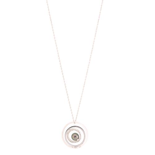 Mikimoto Diamond & Black Pearl Suspension Necklace