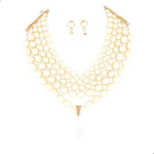 Miriam Haskell Pearl Earrings & Necklace Set