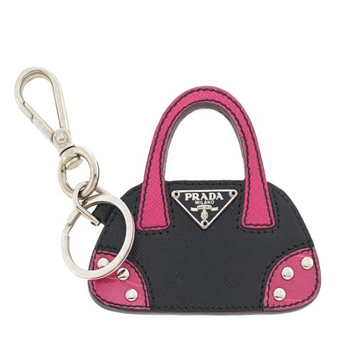 Prada Leather Handbag Key Ring Bag Charm
