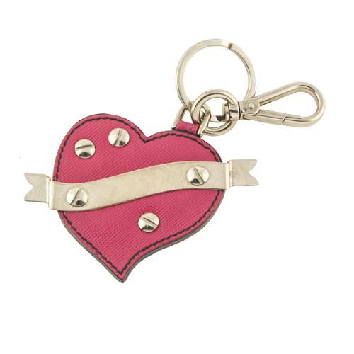 Prada Leather Heart Key Ring Bag Charm